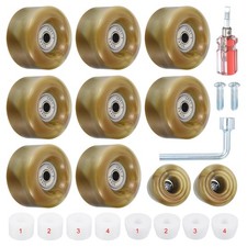 8pcs Roller Skate Wheels Quad ABEC-9 Bearing 82A PU 2 Toe Stoppers Gold