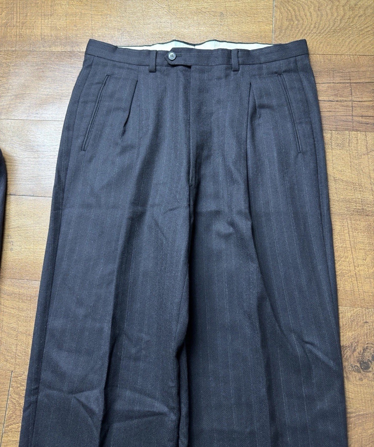 VTG Giorgio Armani Double Breasted Suit 2pc 100percent Wool Gray Mens 40L, 33X33 image 8