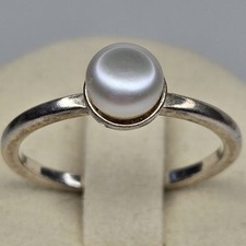 Vtg 925 Sterling Silver Pearl Ring Size 9
