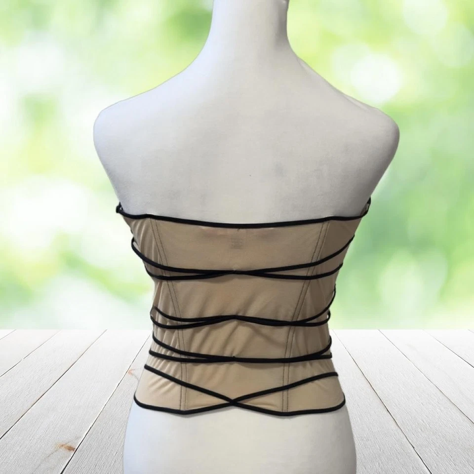 Corsé Bustier Vintage VICTORIAS SECRET Mujer Mediano Beige Negro Muy Sexy Y2K Foto 2 de 4
