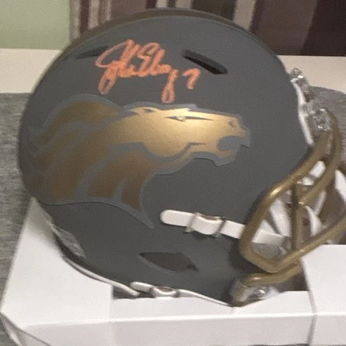 John Elway Autographed Denver Broncos Slate Speed MINI Helmet Beckett