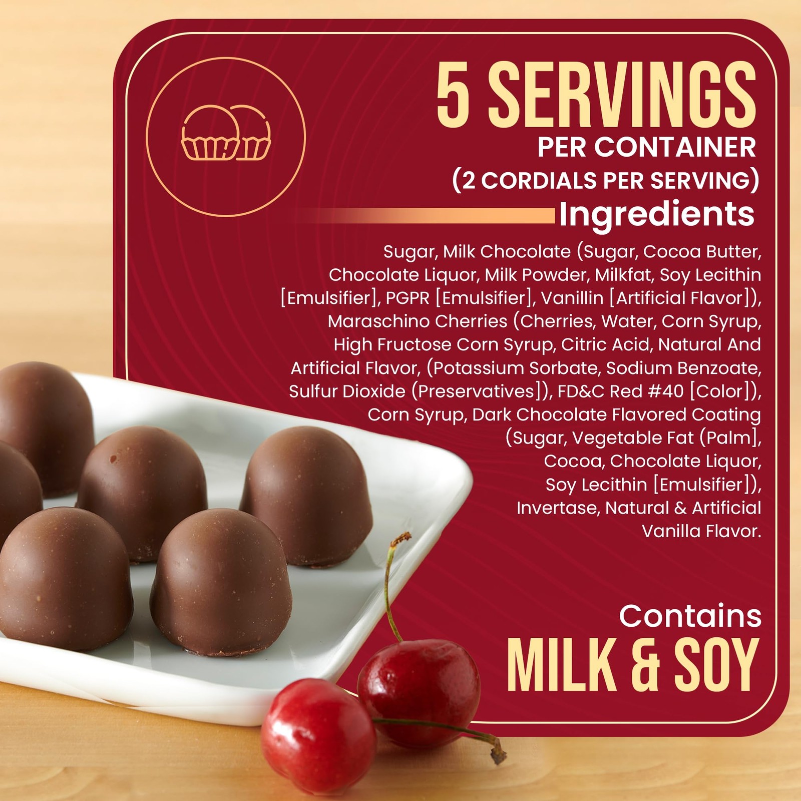 Milk Chocolate Covered Cordial Cherries, 6.6 Ounce