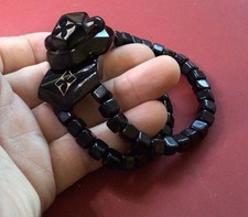 Antique Original Victorian Chunky Carved Whitby Jet Mourning Bracelet