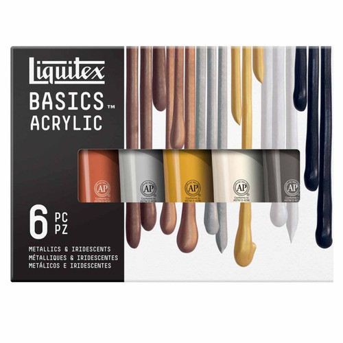 Liquitex BASICS Acrylic Metallic & Iridescent Set of 6, 118ml Tubes