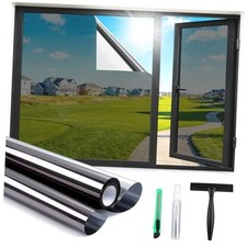 One Way Window Privacy Film, Window Tint for Home 17.5" x 78.7" Black Silver