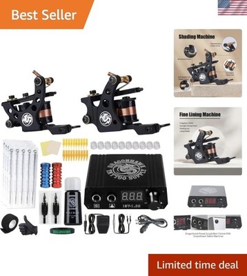 Beginner-Friendly Tattoo Kit with Two Pro Machines, Ink & 20