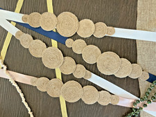 Natural jute twine wedding dress belt/bridal sash/headband with 7ft satin ribbon