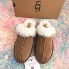 UGG Scuffette II Chestnut Slip On Sheepskin W Wool Flat Women's Slippers US6-11