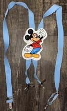 Vintage Disney Mickey Mouse Blue Childs Adjustable Elastic Suspenders One Size