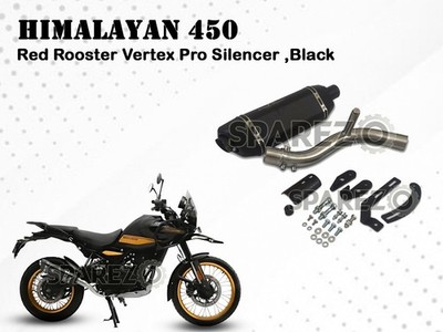 Für Royal Enfield Himalayan 450 Red Rooster Vertex Pro Auspuff Endtopf Schwarz