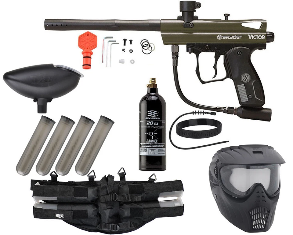 NEW KINGMAN SPYDER VICTOR EPIC COMPLETE PAINTBALL GUN PACKAGE KIT - OLIVE GREEN
