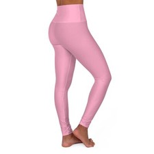 Pink - High Waisted Yoga Leggings AOP 