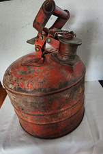 Vintage Justrite Metal Gas Can 2 1/2 Gallon very heavy with Spring Loaded Spout
