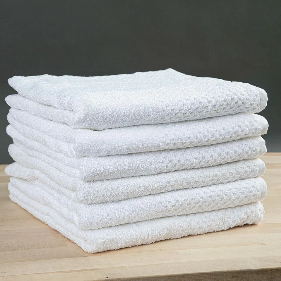 Eclipse Irregular Bath Towels (24"x50", Bulk Case of 24, White) RingSpun Cotton - Image 3 of 4