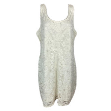 Tiana B. Dress Womens Sz XXL Ivory White Floral Lace Sleeveless Sheath Stretch