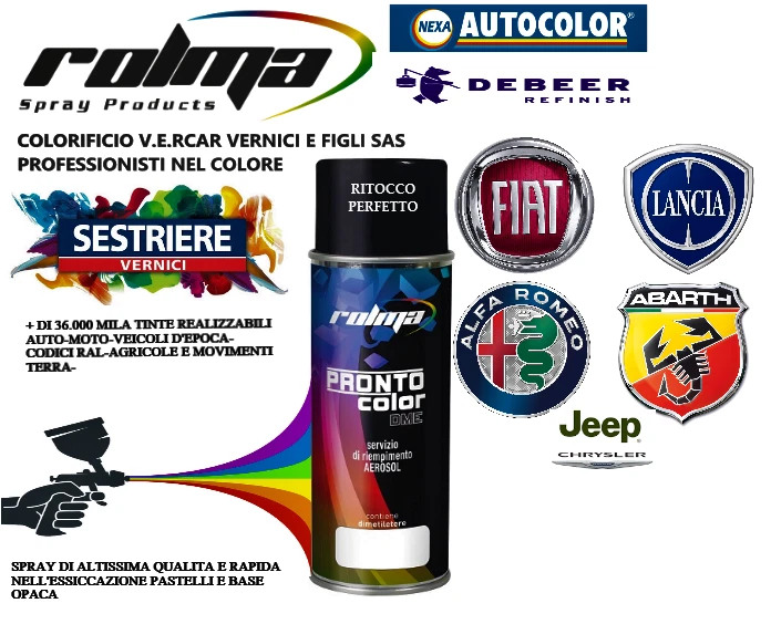 PINTURA DE RETOQUE COCHE TODOS LOS COLORES FIAT LANCIA ALFA JEEP Y ABARTH DESDE 1993-2025