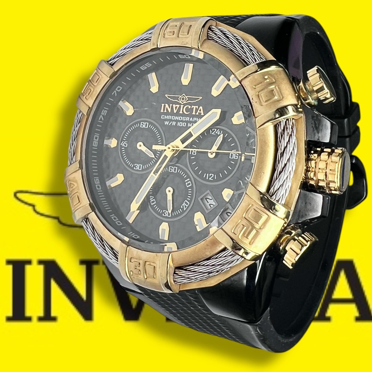 Invicta Bolt Men's 52mm Black Carbon Fiber Dial Silicone