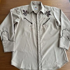 Vintage 1970s Miller Western Wear Chain Stitch Pearl Snap Shirt Large Cowboy