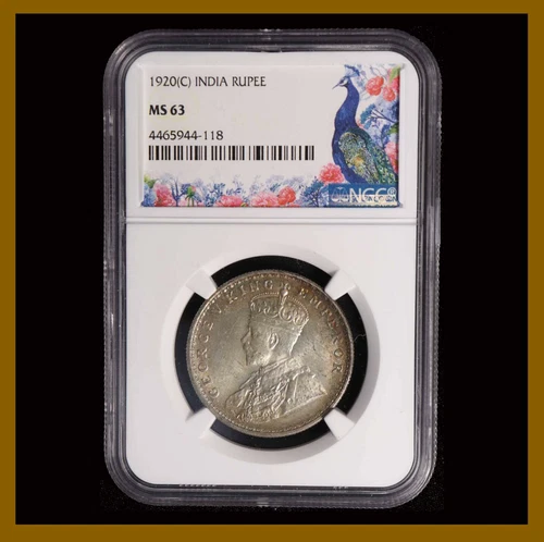 British India 1 Rupee, 1920 (C) Calcutta NGC MS 63 King George V 4465944-118