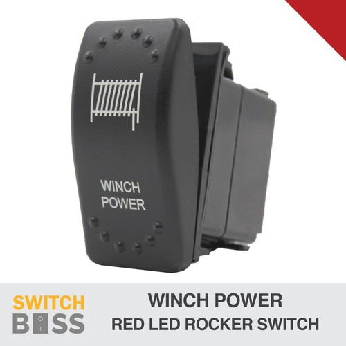 Winch Power LASER ETCHED Rocker Switch - Red LED 12v 24v Toggle On-Off ...