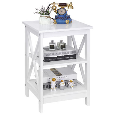 End Table Sofa Side End Storage Shelf White Stand Living Room Bedroom Furniture