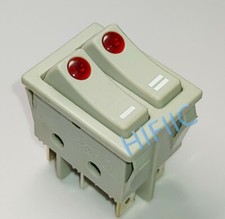 DEFOND DRH-2415 Double Button Rocker Switch 6 Pins 16A 250VAC T125 Red Lamp
