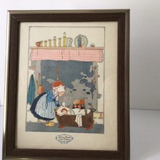 Vintage framed nursery picture, NURSERY FRIENDS from FRANCE, 9.5 by 12. 93