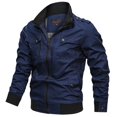 Herren Vintage Bomberjacke Stehkragen Fliegerjacke Pilotenjacke Übergangsjacke~~ - Bild 16 von 17