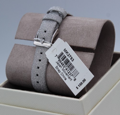 NEW AUTHENTIC MICHAEL KORS CHARLEY SILVER LEATHER WOMEN'S MK2793 WATCH - Picture 8 of 17