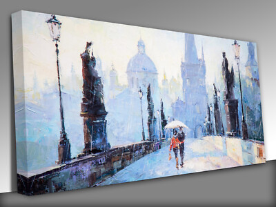 Liebhaber auf Brücke Prag Karlsbrücke Panorama Leinwand Wandbild Bild Druck