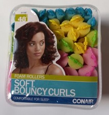 Conair Foam Rollers Soft Bouncy Curls Neon Colors 48 Pc Comfortable 4 Sizes