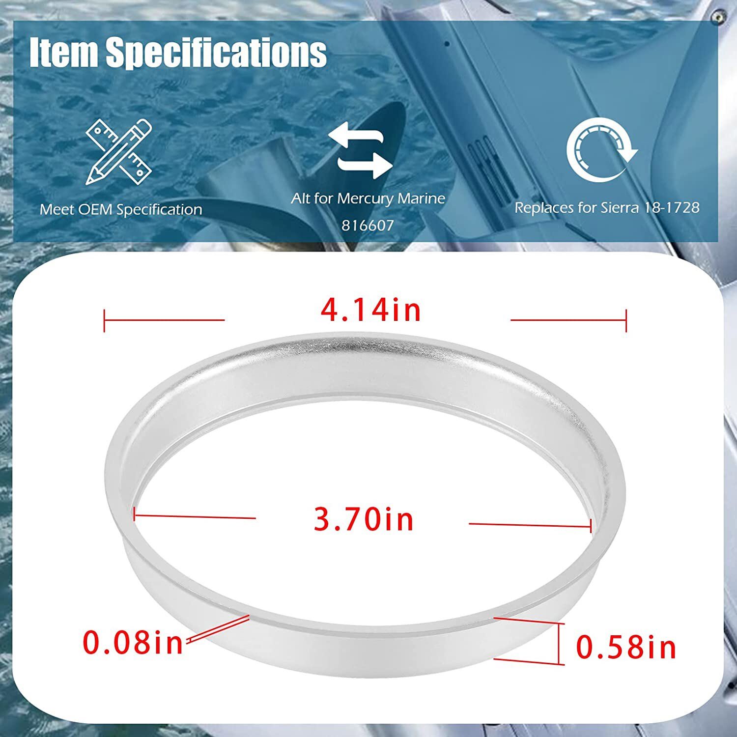 816607 18-1728 Bellows Sleeve Ring Fits Mercrusier Alpha One Gen II/2 1991 & Up