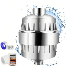 20-Stage Shower Head Filter with 2 Replaceable Filter Cartridges for Hard Water