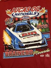 NHRA DRAG RACING OFFICAL 2023 LUCAS OIL NATIONALS "MENS T SHIRT"  SIZE XL
