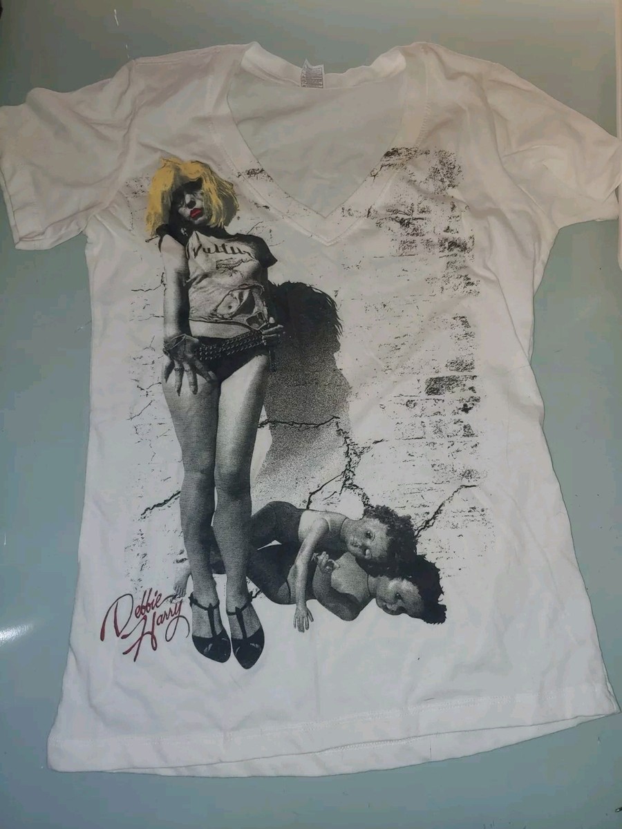Debbie Harry / デビー・ハリー [Worn Free] Debbie Harry / No Pictures V-Neck Tee (White) (Womens) Blondie - Debbie Harry Women's Baby Doll White T Shirt Size