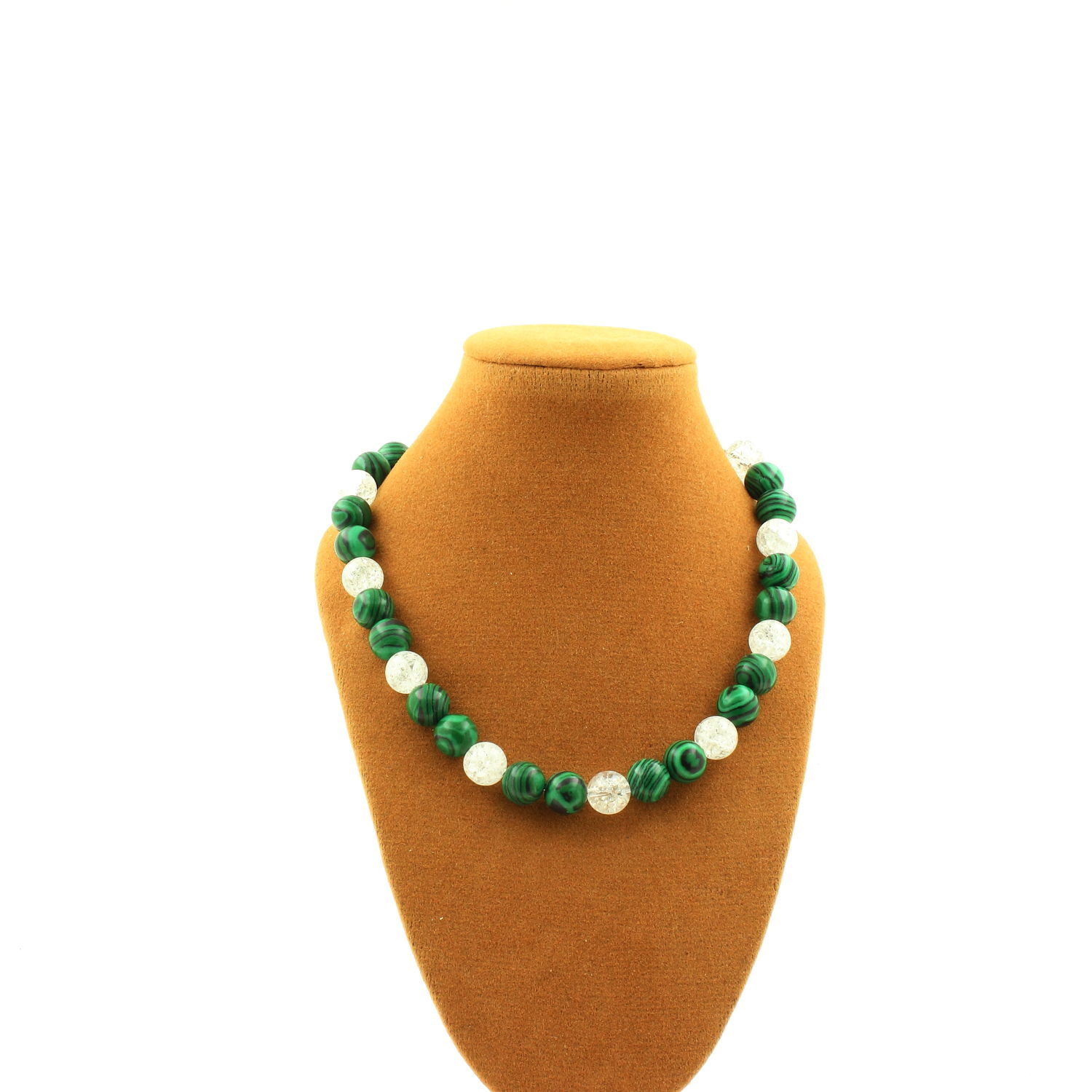 Collier mala en quartz craquelé du Brésil aux perles de haute pureté