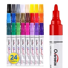 Paint Marker Pens - 24 Colors Permanent Oil Based Paint Markers, Medium Tip, ...