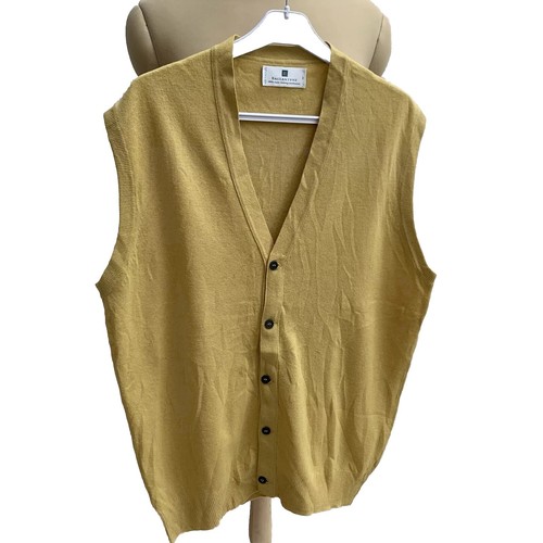 BALLANTYNE Lambswool sweater Size L Sleeveless Yellow Made In Scotland #Z32