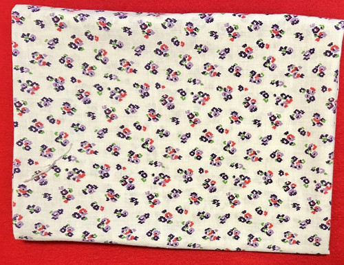 "Vintage Feed Sack" 1930-50s Mini Purple & Red Flowers on White 49" L x 37" W