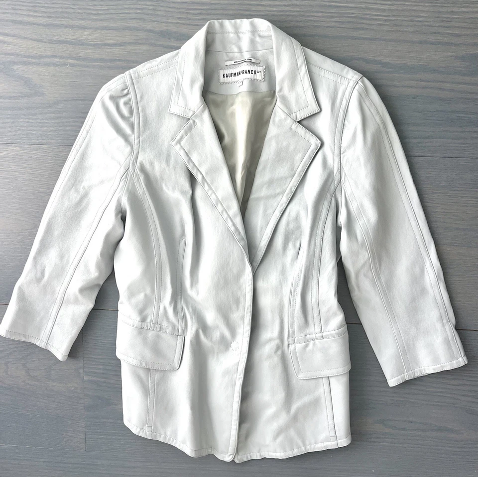 Chaqueta Blazer Kaufmanfranco 100% Piel de Cordero Forrada de Seda Manga 3/4 Talla 12/48 Foto 2 de 4