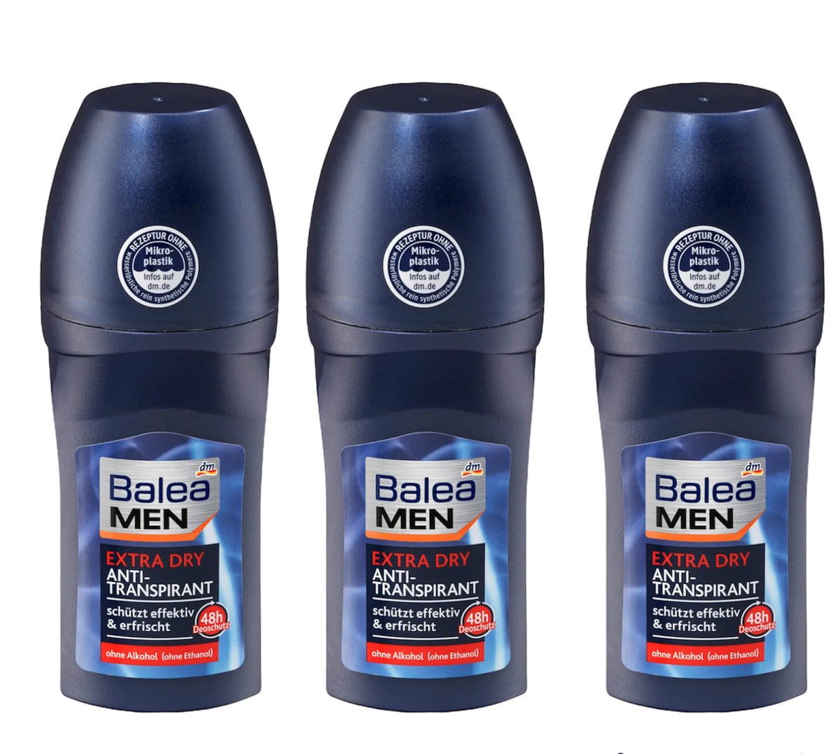 Balea MEN Deo Roll On Antitranspirant extra dry, 3x50 ml