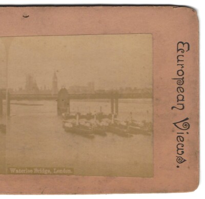 Waterloo Bridge, London, England, Circa 1880's Stereoview