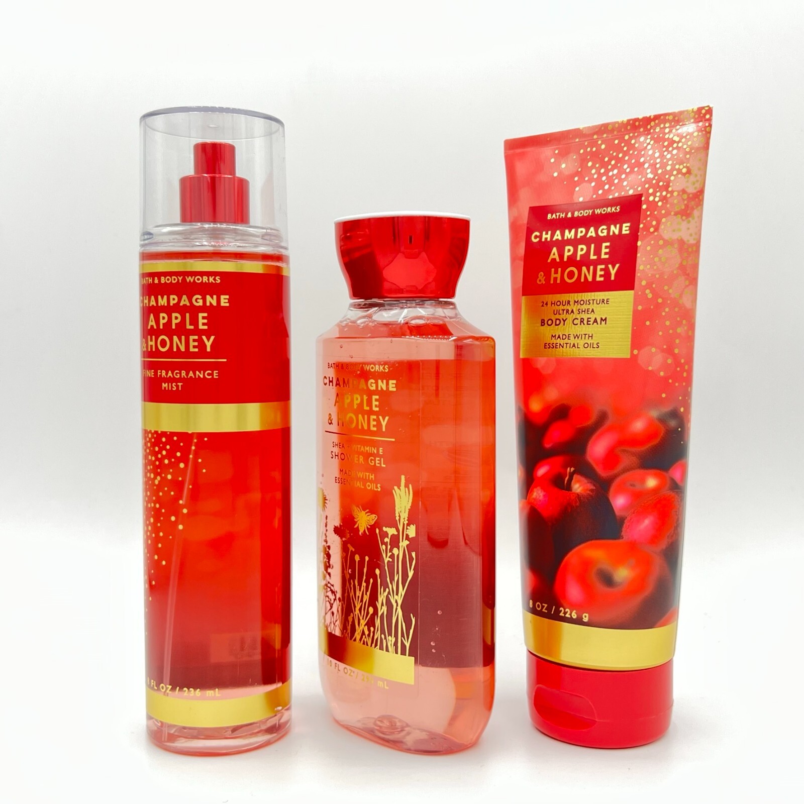 Bath and Body Works Champagne Apple and Honey Cream, Shower Gel, Mist