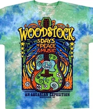 Woodstock 3 Days of Peace & Music 1969 White Lake NY Tie Dye T-Shirt 2016 LARGE