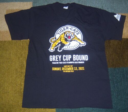 Rare NEW Authentic HAMILTON TIGER-CATS/Ticats 2021 GREY CUP Shirt L/Large CFL - Picture 1 of 2