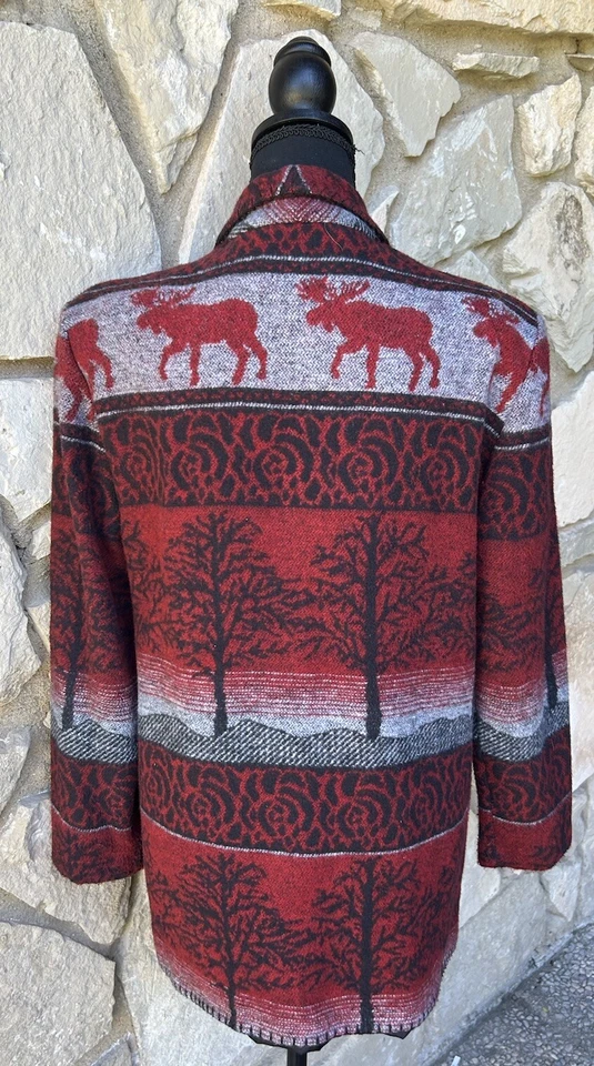Chaqueta polar vintage David Paul New York pequeña alce vida silvestre roja multicolor EC Foto 2 de 4