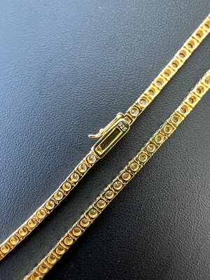 Tennis Chain Iced 14k Gold Plated 925 Silver Yellow Canary