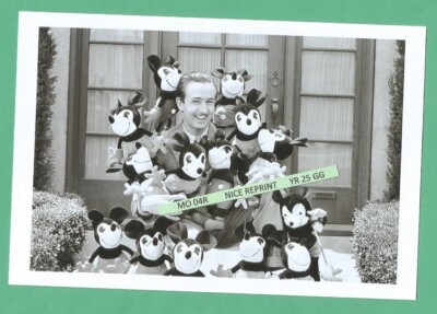 Found 4X6 PHOTO Old Walt Disney with Early Mickey Mouse Dolls at Disneyland
