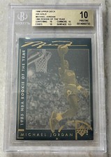 1996 UPPER DECK 22 KT GOLD CARD MICHAEL JORDAN ROOKIE OF THE YEAR BGS 10