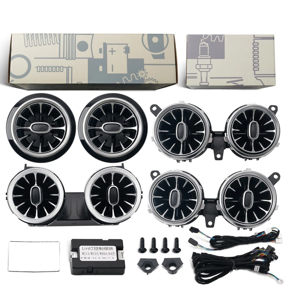 Luz ambiental de ventilación de CA de 8 piezas para Mercedes Benz Clase E W213 2016-2023 64 colores Foto 3 de 4